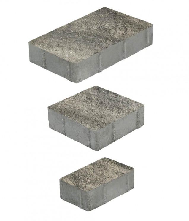 Тротуарная плитка СТАРЫЙ ГОРОД (А.1.ФСМ.4) Листопад гладкий Антрацит, КОМПЛЕКТ ИЗ 3 ВИДОВ ПЛИТ