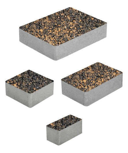 Тротуарная плитка МЮНХЕН (Б.2.Фсм.6) Листопад гранит Мустанг, КОМПЛЕКТ ИЗ 4 ВИДОВ ПЛИТ