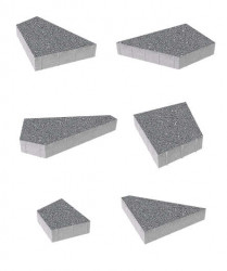 Тротуарная плитка ОРИГАМИ (Б.4.Фсм.8) Гранит Серый, КОМПЛЕКТ ИЗ 6 ВИДОВ ПЛИТ