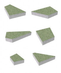 Тротуарная плитка ОРИГАМИ (Б.4.Фсм.8) Гранит Зеленый, КОМПЛЕКТ ИЗ 6 ВИДОВ ПЛИТ