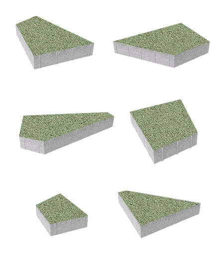 Тротуарная плитка ОРИГАМИ (Б.4.Фсм.8) Гранит Зеленый, КОМПЛЕКТ ИЗ 6 ВИДОВ ПЛИТ