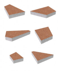 Тротуарная плитка ОРИГАМИ (Б.4.ФСМ.8) Гранит Оранжевый, КОМПЛЕКТ ИЗ 6 ВИДОВ ПЛИТ