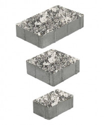 Тротуарная плитка СТАРЫЙ ГОРОД (Б.1.ФСМ.6) Листопад гранит Антрацит, КОМПЛЕКТ ИЗ 3 ВИДОВ ПЛИТ