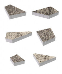 Тротуарная плитка ОРИГАМИ (Б.4.ФСМ.8) Листопад гранит Антрацит, КОМПЛЕКТ ИЗ 6 ВИДОВ ПЛИТ