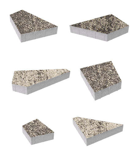 Тротуарная плитка ОРИГАМИ (Б.4.ФСМ.8) Листопад гранит Антрацит, КОМПЛЕКТ ИЗ 6 ВИДОВ ПЛИТ