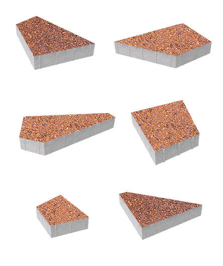 Тротуарная плитка ОРИГАМИ (Б.4.ФСМ.8) Листопад гранит Барселона, КОМПЛЕКТ ИЗ 6 ВИДОВ ПЛИТ