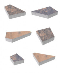 Тротуарная плитка ОРИГАМИ (Б.4.ФСМ.8) Листопад гранит Мустанг, КОМПЛЕКТ ИЗ 6 ВИДОВ ПЛИТ