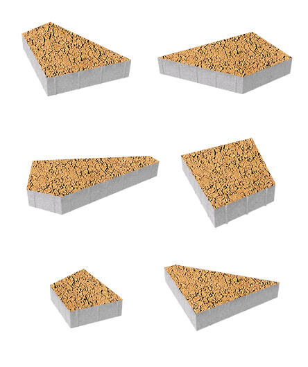 Тротуарная плитка ОРИГАМИ (Б.4.ФСМ.8) Листопад гранит Сахара, КОМПЛЕКТ ИЗ 6 ВИДОВ ПЛИТ