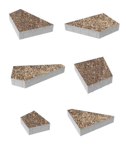 Тротуарная плитка ОРИГАМИ (Б.4.ФСМ.8) Листопад гранит Хаски, КОМПЛЕКТ ИЗ 6 ВИДОВ ПЛИТ