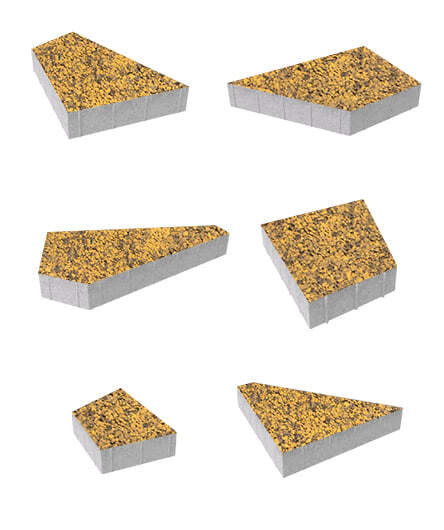 Тротуарная плитка ОРИГАМИ (Б.4.ФСМ.8) Листопад гранит Янтарь, КОМПЛЕКТ ИЗ 6 ВИДОВ ПЛИТ