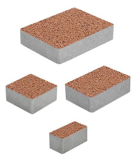 Тротуарная плитка МЮНХЕН (Б.2.Фсм.6) Гранит Оранжевый, КОМПЛЕКТ ИЗ 4 ВИДОВ ПЛИТ